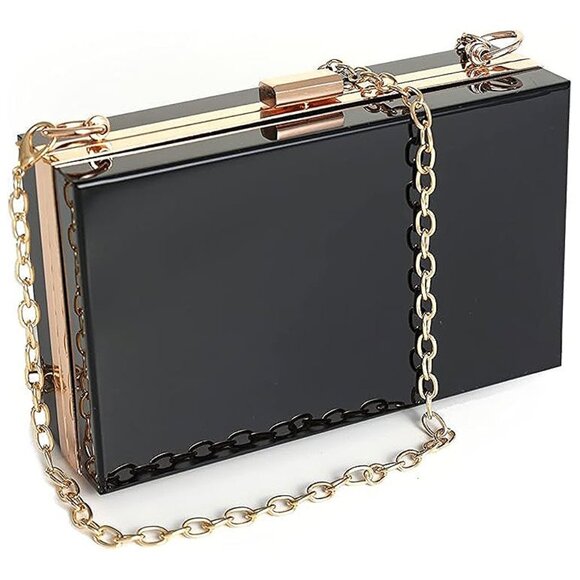 Handbags - Clear Purse for Women Acrylic Clear Clutch Bag, Black